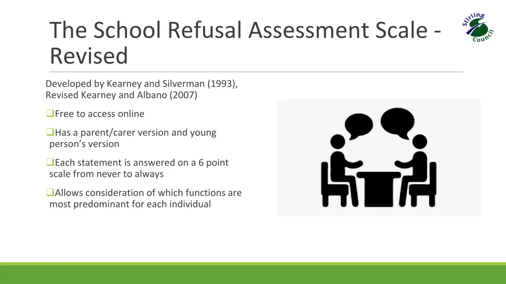 the school refusal assessment scale revised