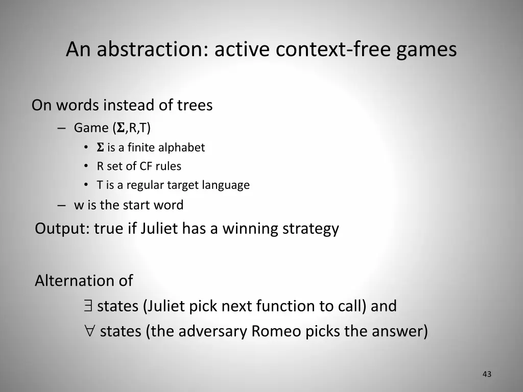 an abstraction active context free games