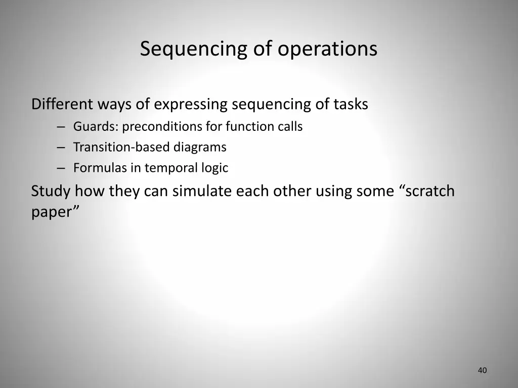 sequencing of operations