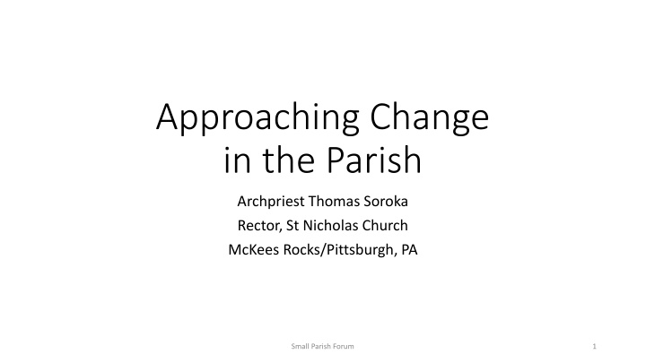 approaching change in the parish