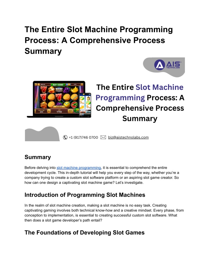 the entire slot machine programming process