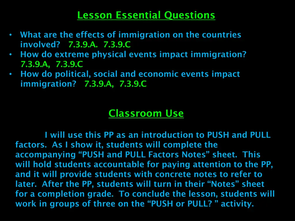 lesson essential questions