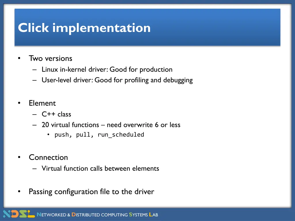 click implementation