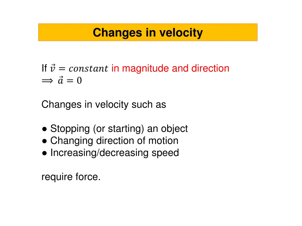 changes in velocity