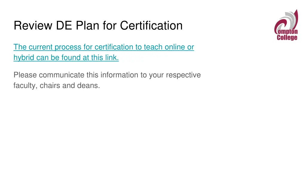 review de plan for certification