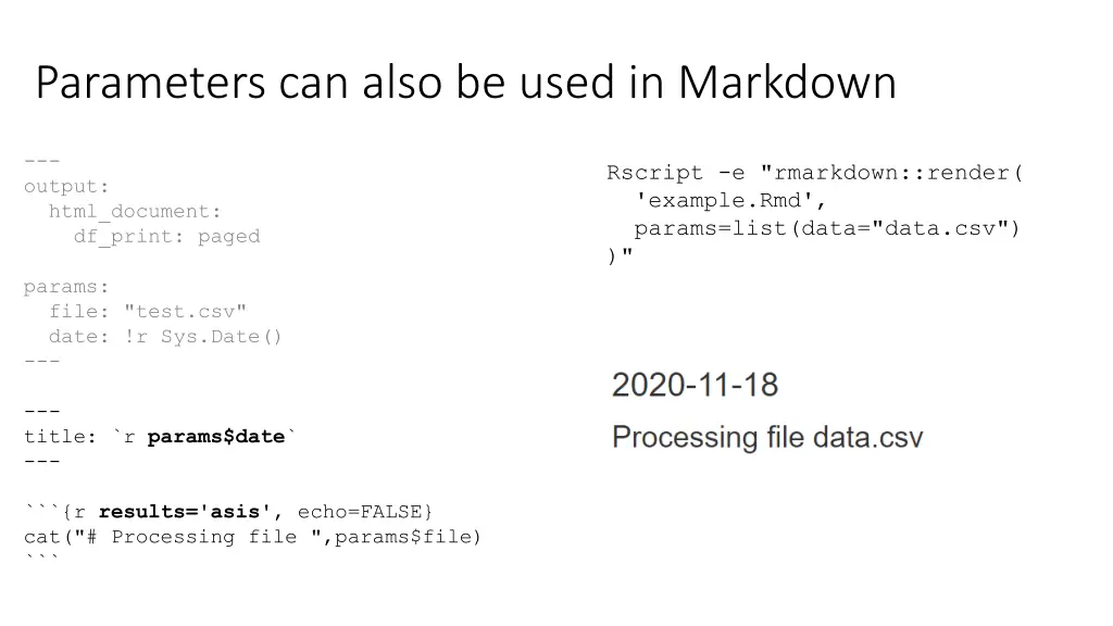 parameters can also be used in markdown