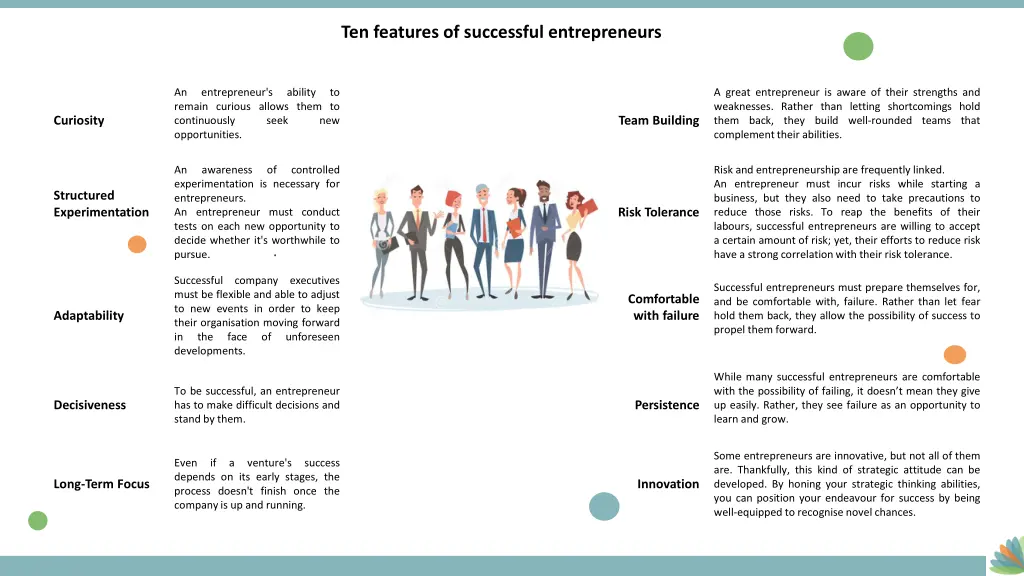 ten features of successful entrepreneurs