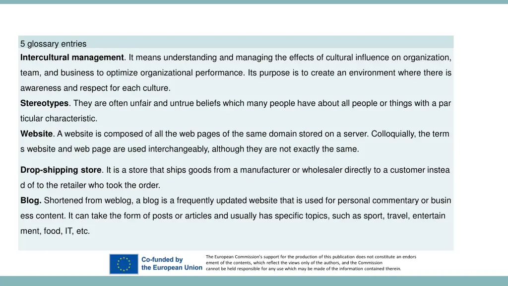 5 glossary entries intercultural management