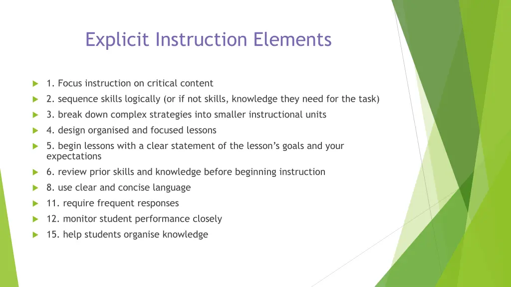 explicit instruction elements