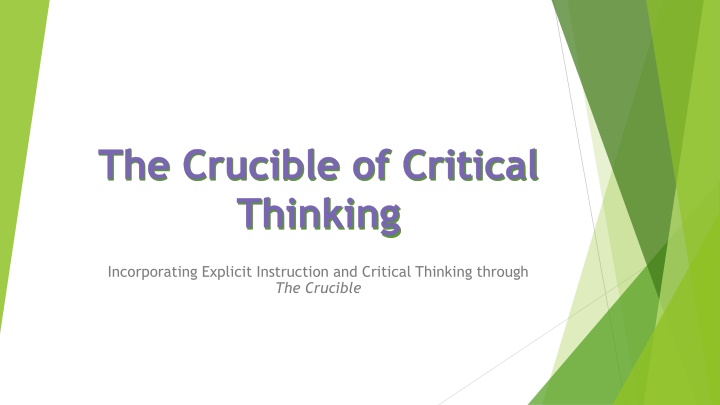 the crucible of critical thinking