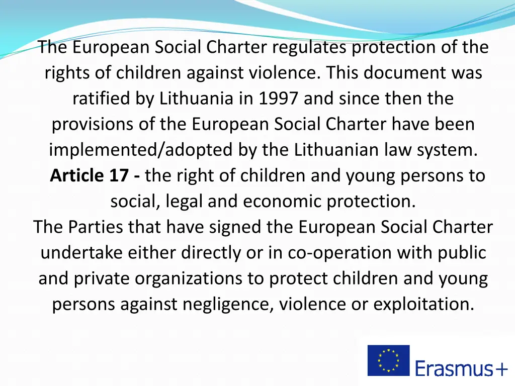 the european social charter regulates protection