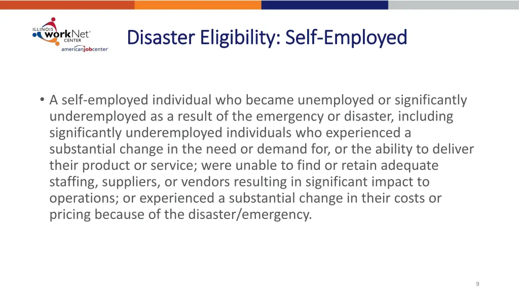 disaster eligibility self disaster eligibility