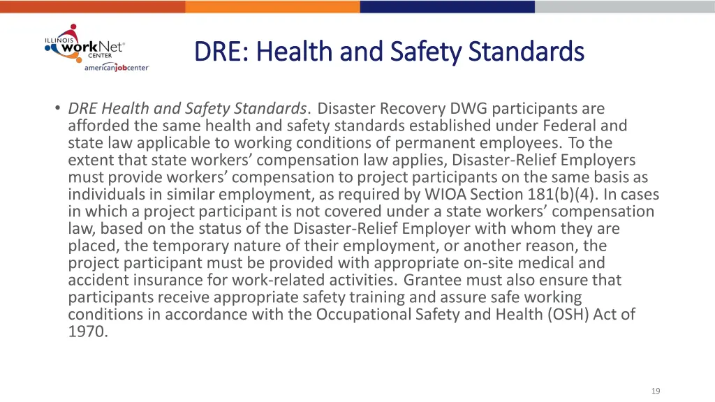 dre health and safety standards dre health