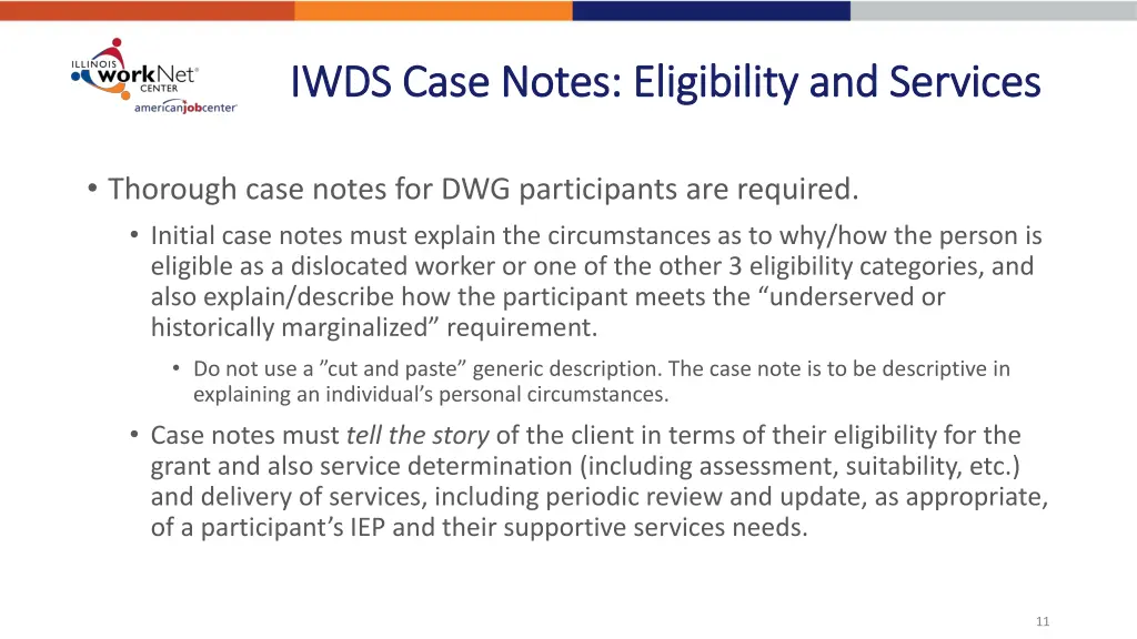 iwds case notes eligibility and services iwds