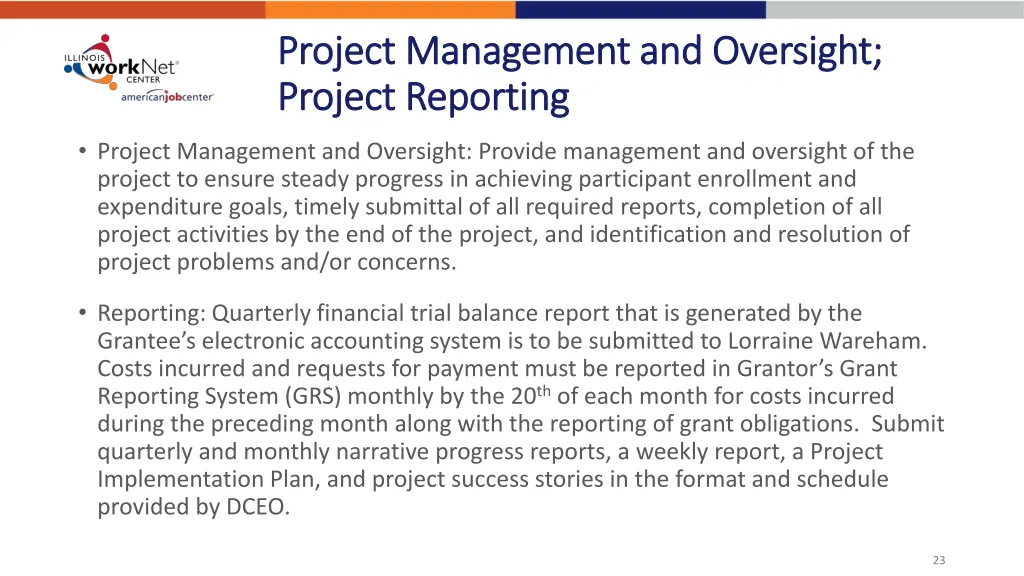 project management and oversight project