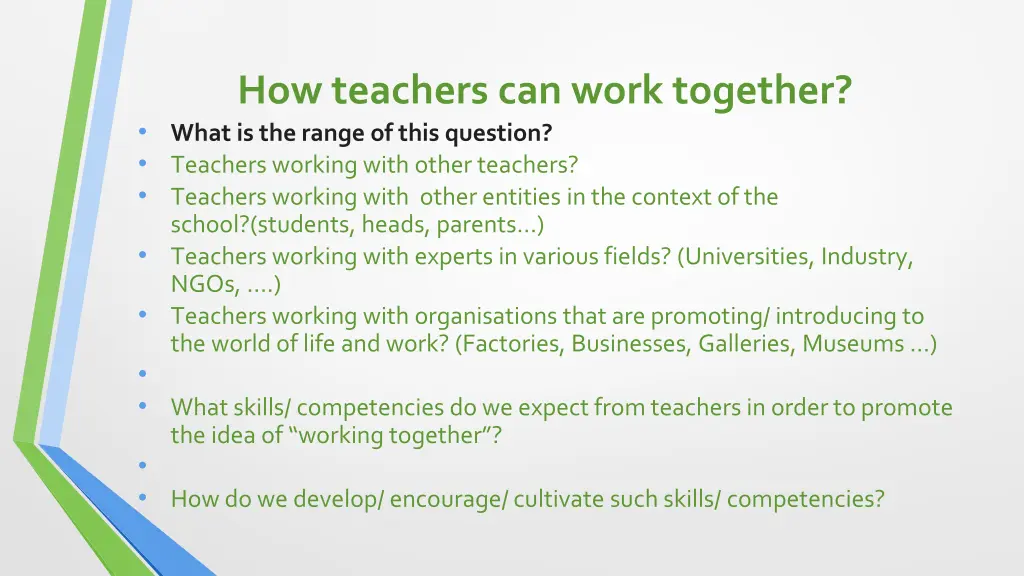 how teachers can work together what is the range