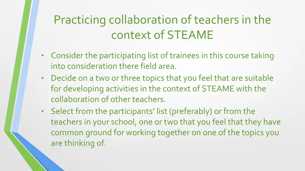 practicing collaboration of teachers