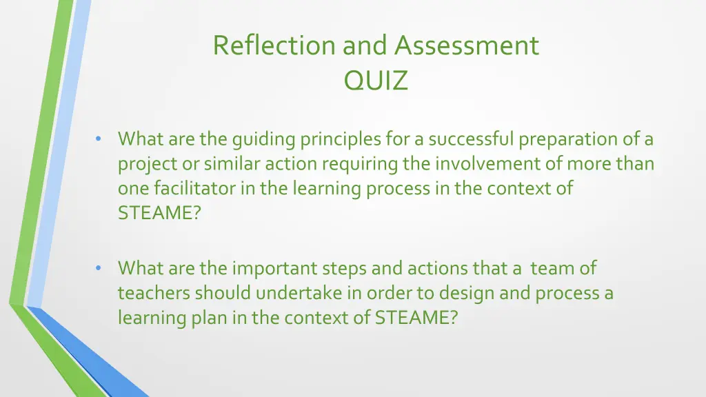 reflection and assessment quiz