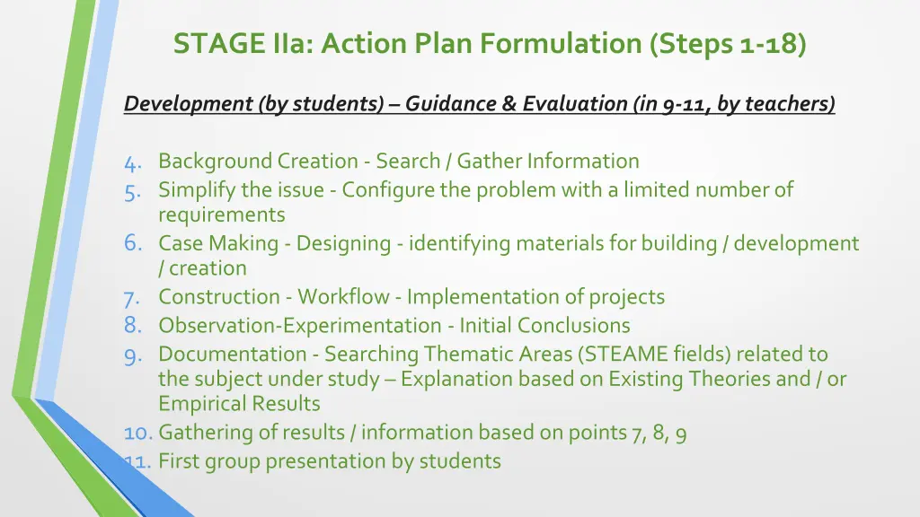 stage iia action plan formulation steps 1 18 1