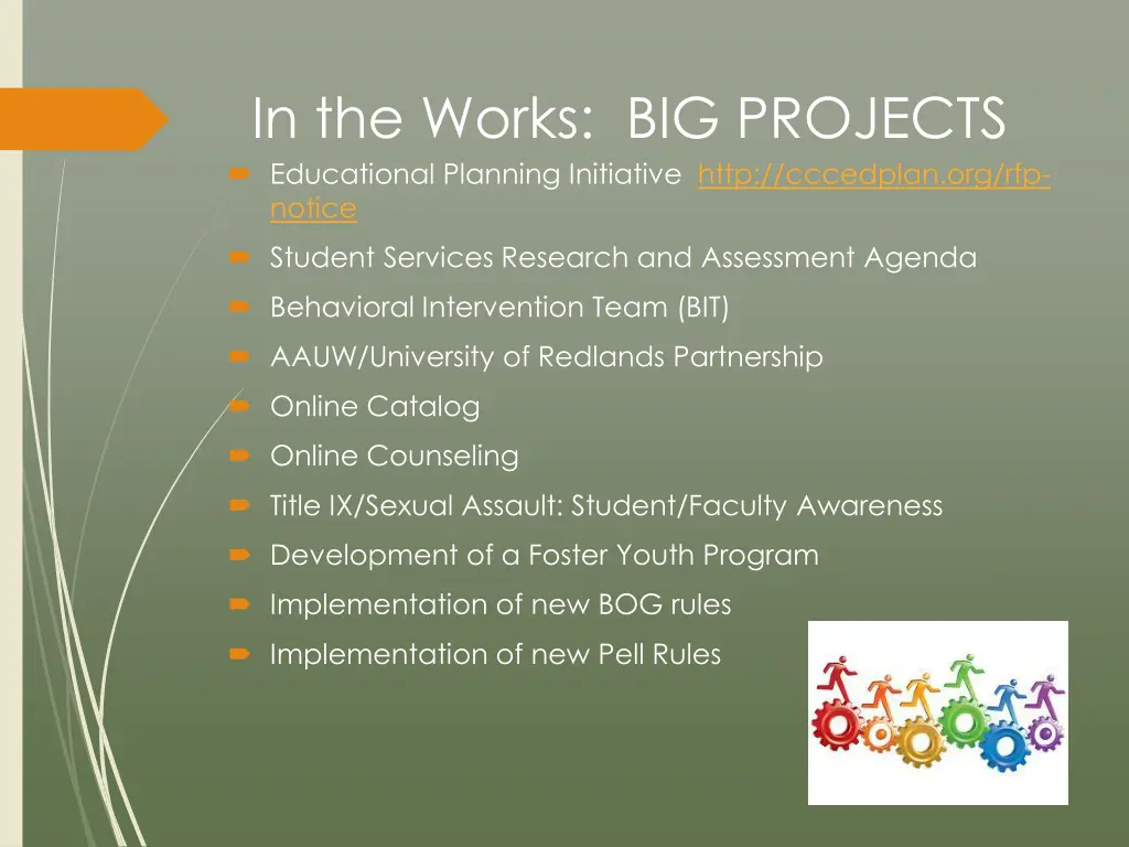 in the works big projects educational planning