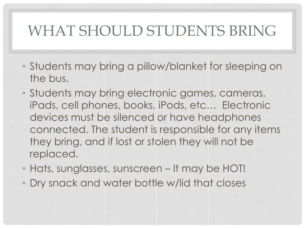 what should students bring