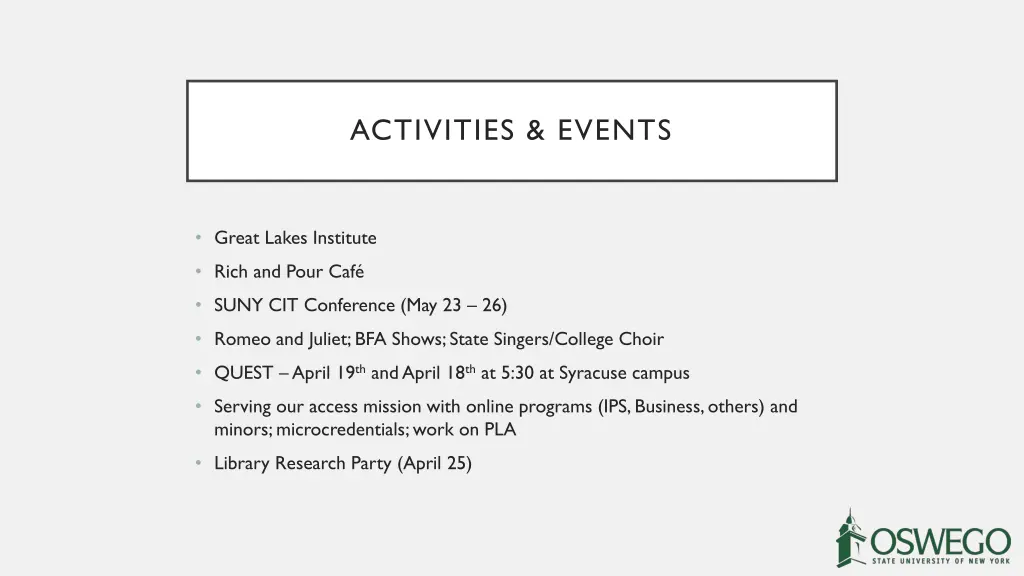 activities events