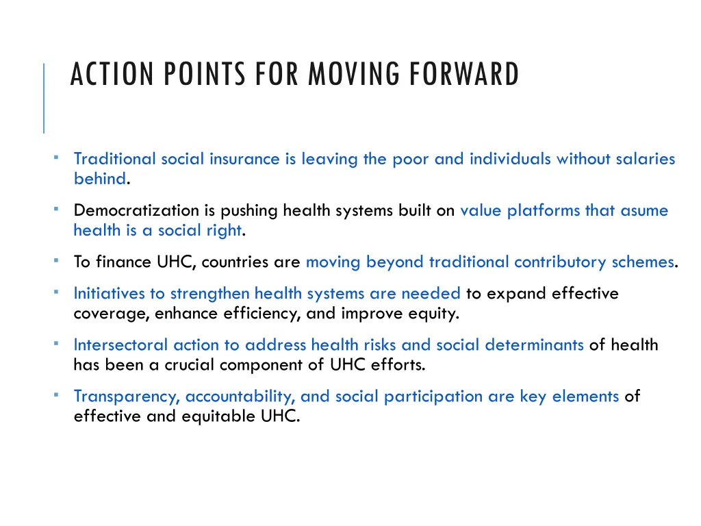 action points for moving forward