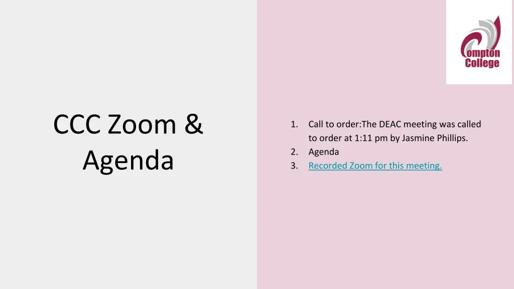 ccc zoom agenda