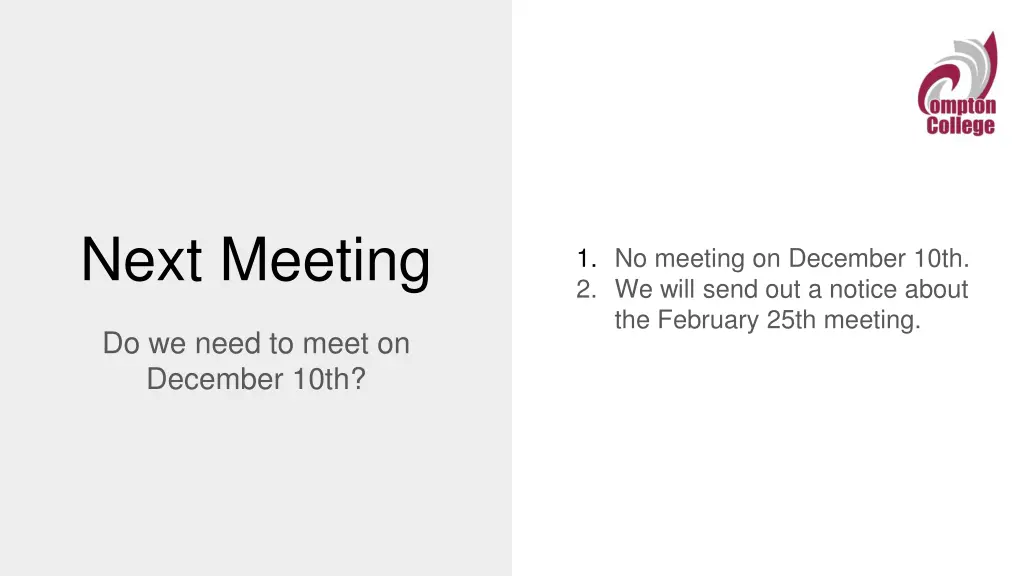 next meeting