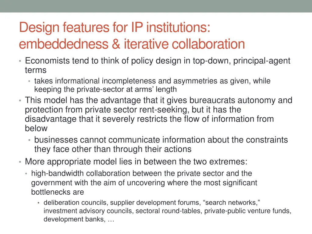 design features for ip institutions embeddedness