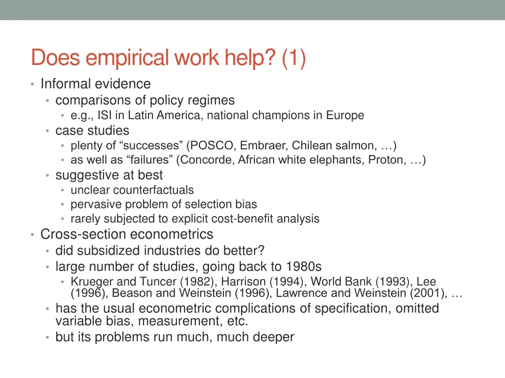 does empirical work help 1 informal evidence