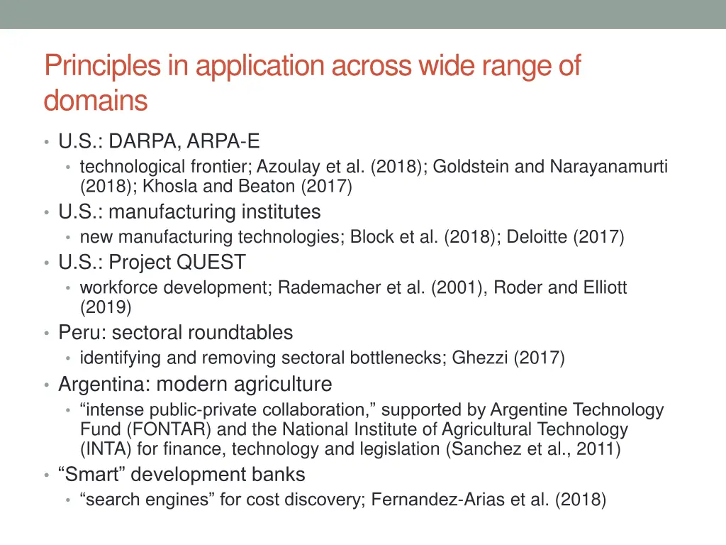 principles in application across wide range