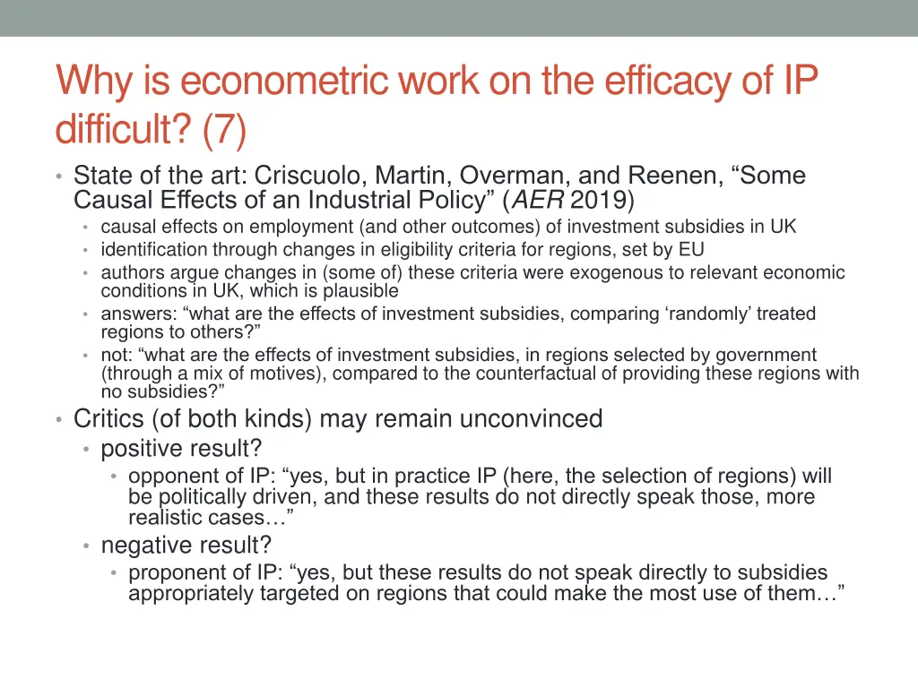 why is econometric work on the efficacy 6