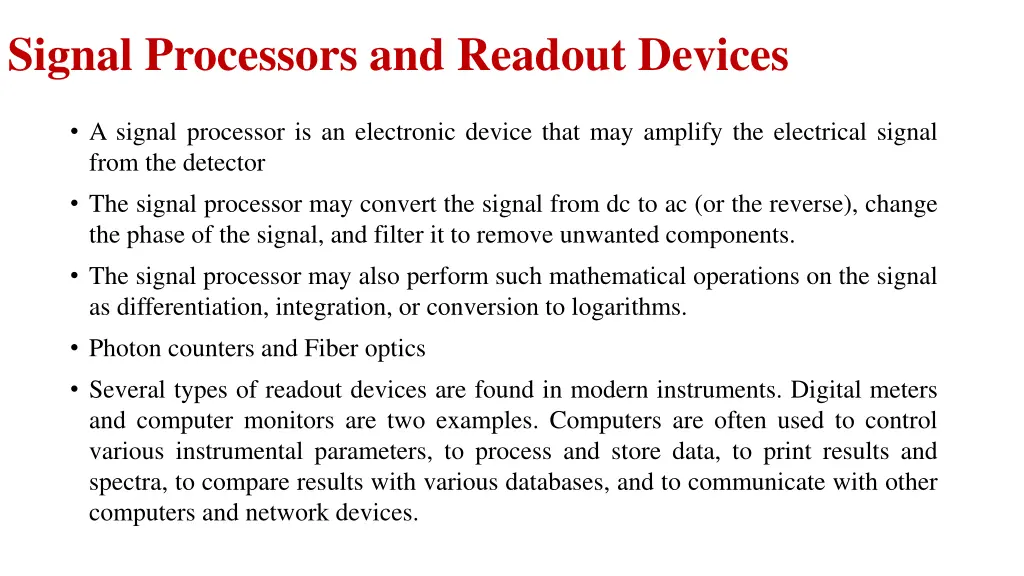 signal processors and readout devices