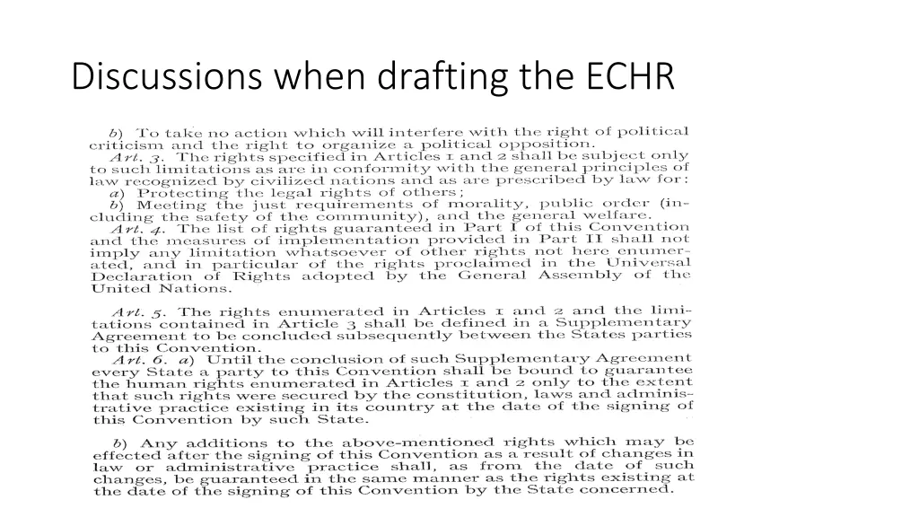 discussions when drafting the echr 3