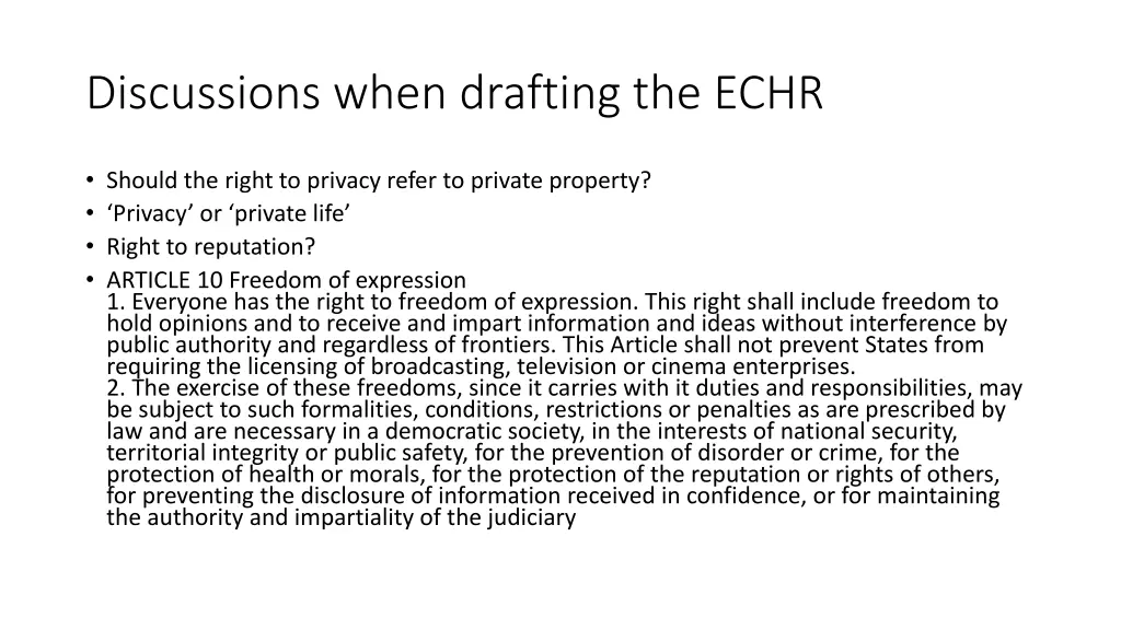 discussions when drafting the echr 4