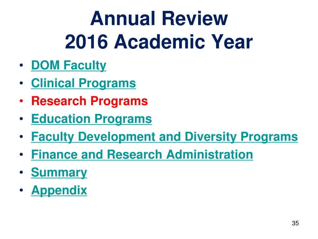 annual review 2016 academic year dom faculty 2