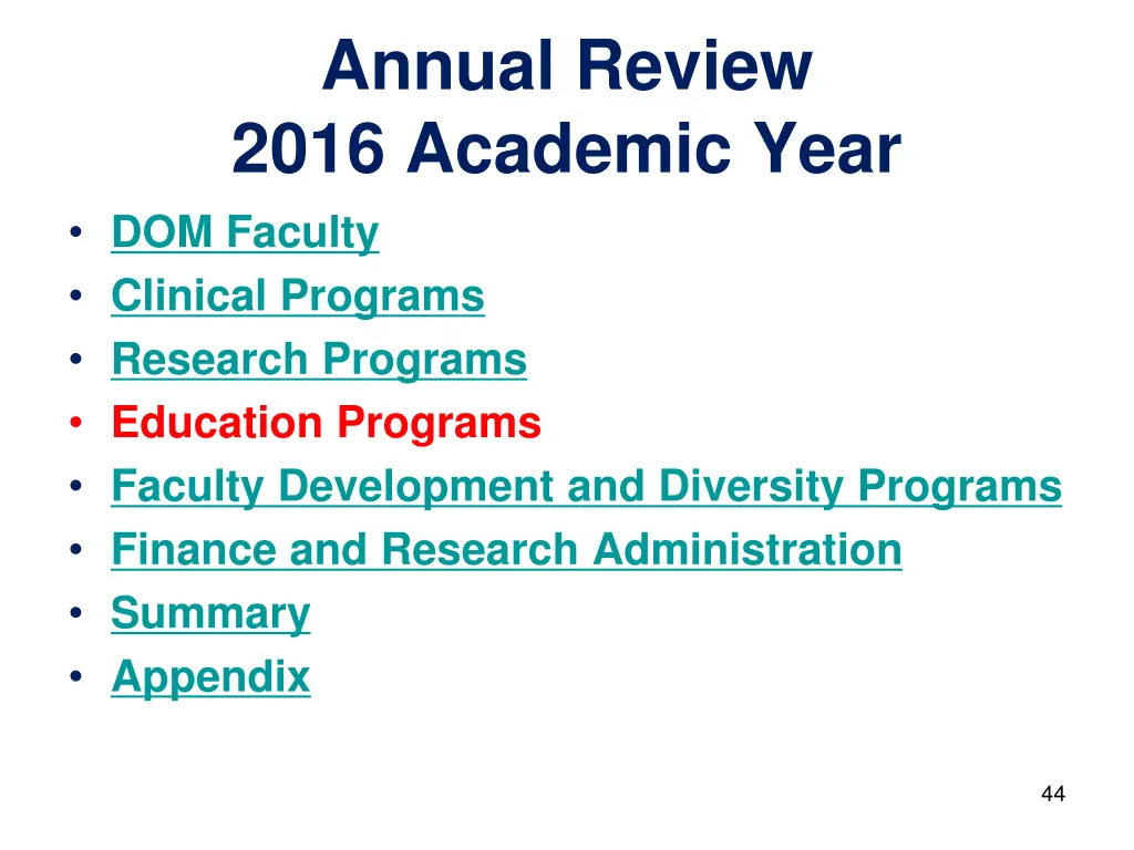 annual review 2016 academic year dom faculty 3