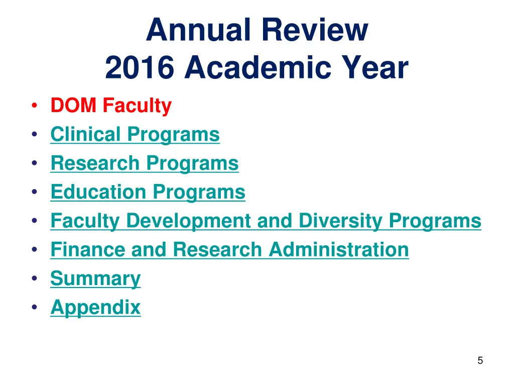 annual review 2016 academic year dom faculty