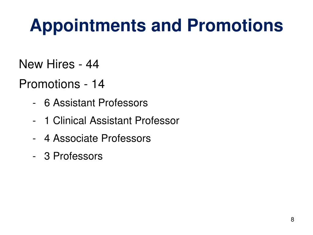 appointments and promotions