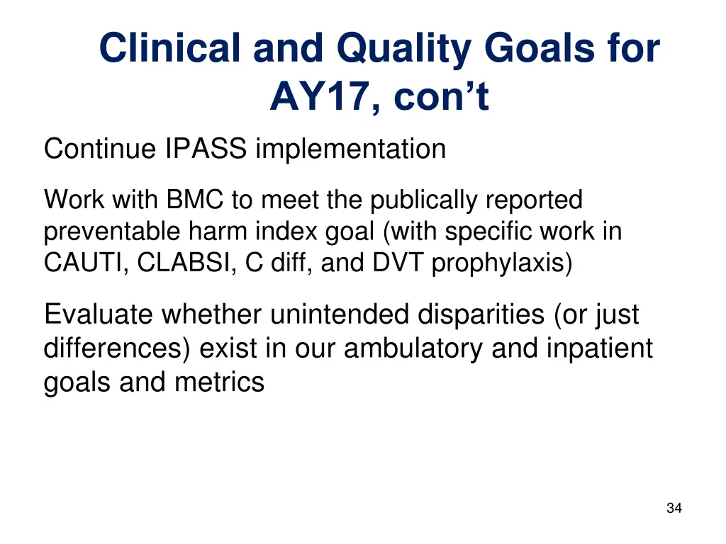 clinical and quality goals for ay17 1