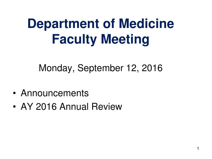 department of medicine faculty meeting