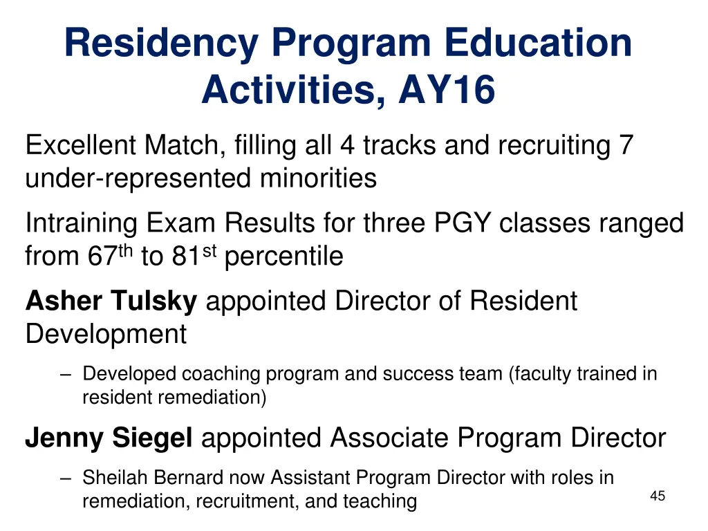 residency program education activities ay16