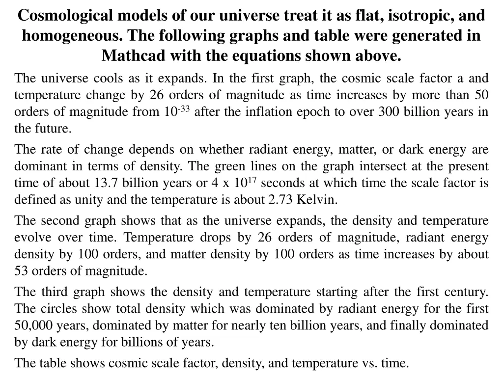 cosmological models of our universe treat