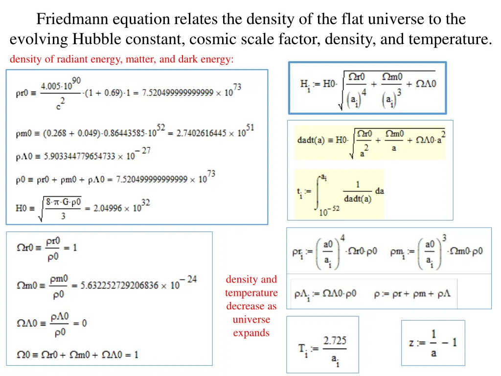 friedmann equation relates the density