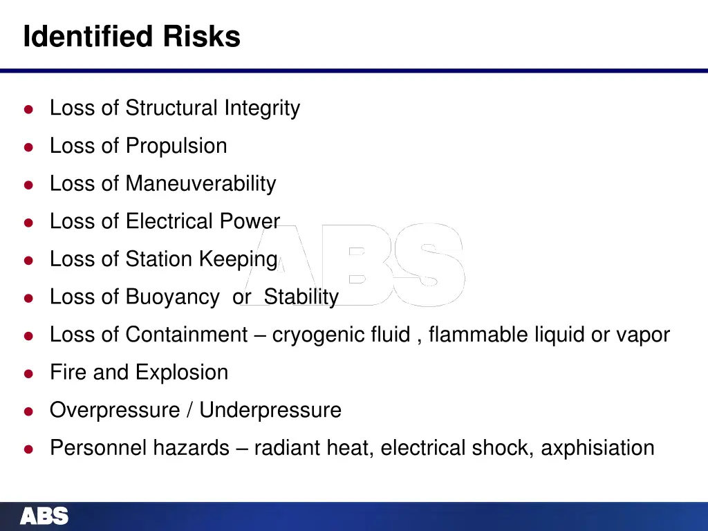 identified risks