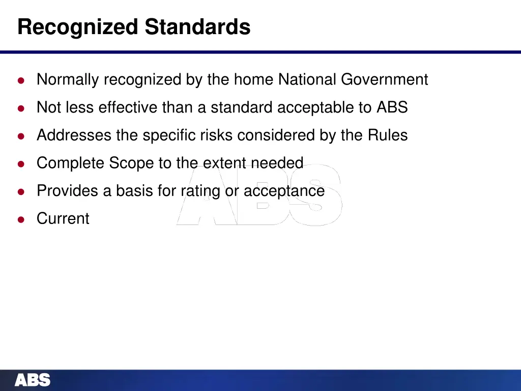 recognized standards