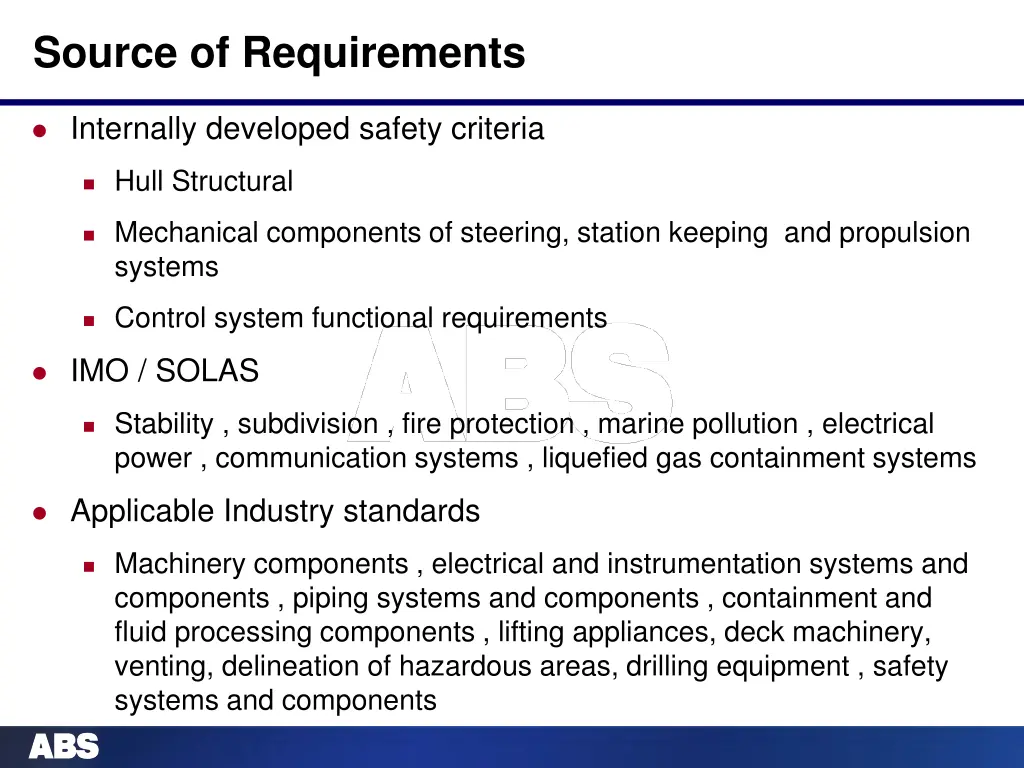 source of requirements