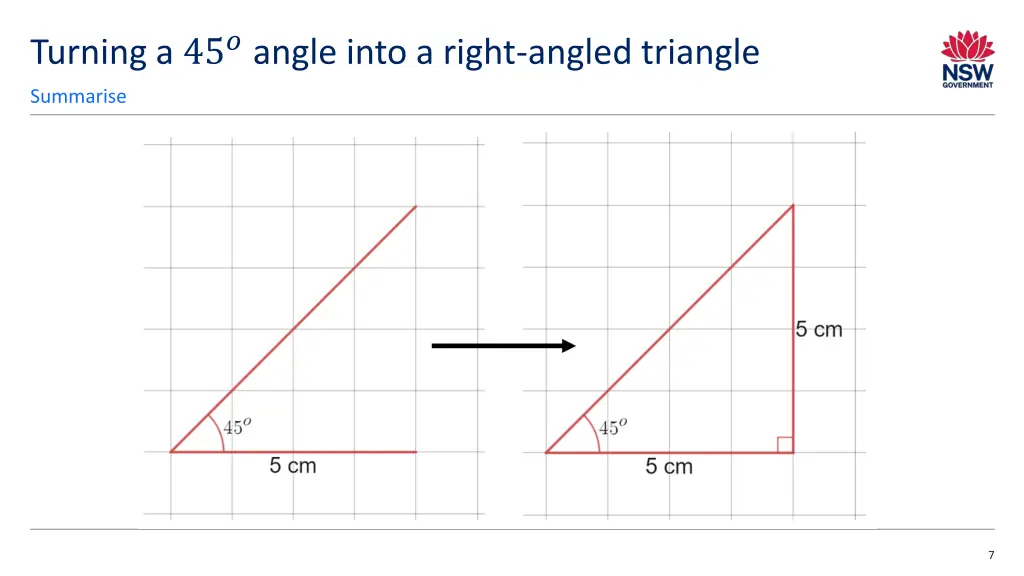 turning a 45 angle into a right angled triangle