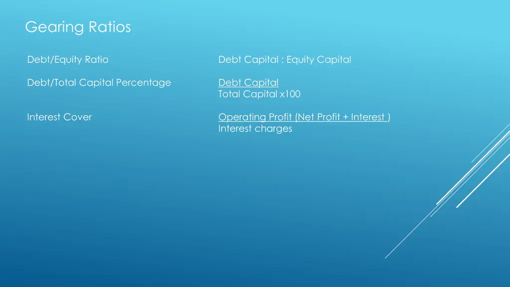 gearing ratios